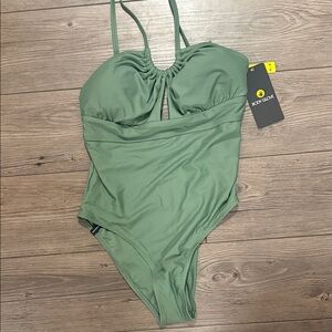Body Glove Olive Green Ruched Keyhole One-Piece Swimsuit